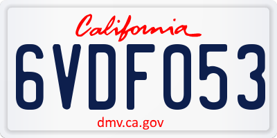 CA license plate 6VDF053