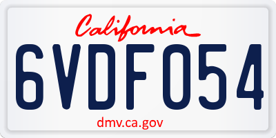 CA license plate 6VDF054