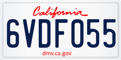 CA license plate 6VDF055