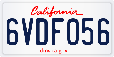 CA license plate 6VDF056