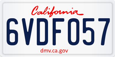 CA license plate 6VDF057