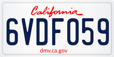 CA license plate 6VDF059
