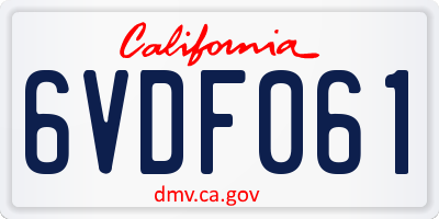 CA license plate 6VDF061