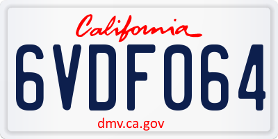CA license plate 6VDF064