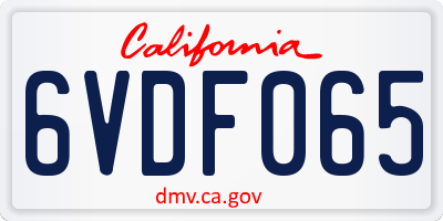 CA license plate 6VDF065
