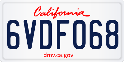 CA license plate 6VDF068