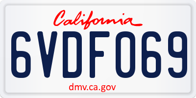 CA license plate 6VDF069