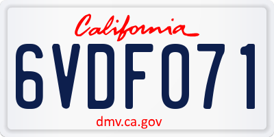 CA license plate 6VDF071