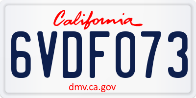 CA license plate 6VDF073