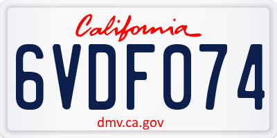 CA license plate 6VDF074