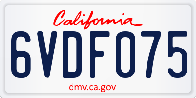 CA license plate 6VDF075