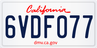 CA license plate 6VDF077