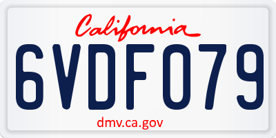 CA license plate 6VDF079