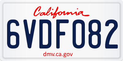 CA license plate 6VDF082