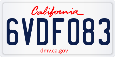 CA license plate 6VDF083
