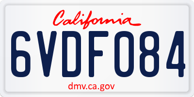 CA license plate 6VDF084