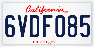 CA license plate 6VDF085