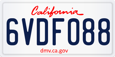 CA license plate 6VDF088