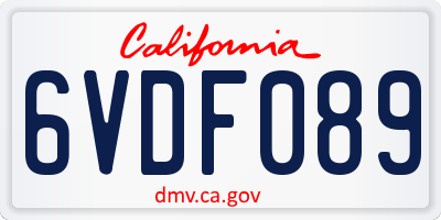 CA license plate 6VDF089