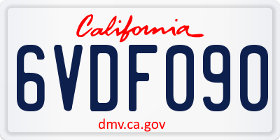 CA license plate 6VDF090
