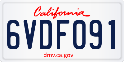 CA license plate 6VDF091