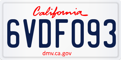 CA license plate 6VDF093