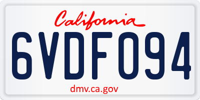 CA license plate 6VDF094