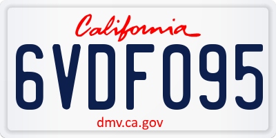 CA license plate 6VDF095