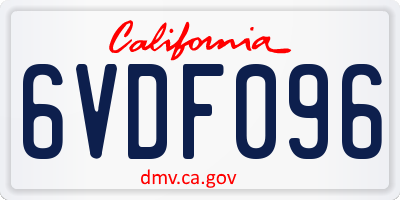 CA license plate 6VDF096