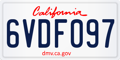 CA license plate 6VDF097