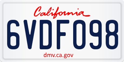 CA license plate 6VDF098