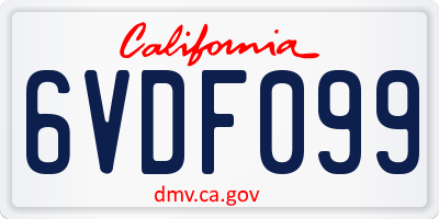 CA license plate 6VDF099