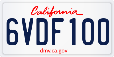 CA license plate 6VDF100