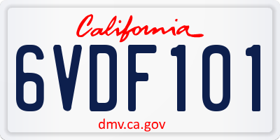 CA license plate 6VDF101
