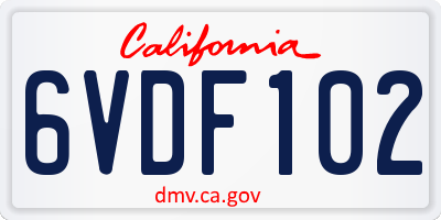 CA license plate 6VDF102