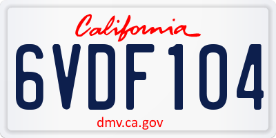 CA license plate 6VDF104