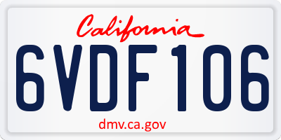 CA license plate 6VDF106