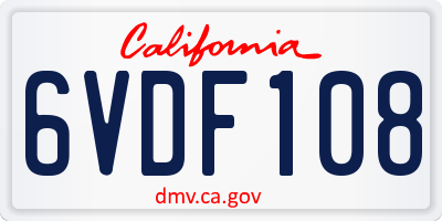 CA license plate 6VDF108