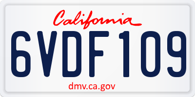 CA license plate 6VDF109