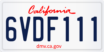 CA license plate 6VDF111