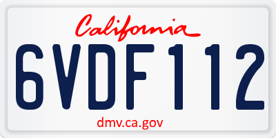 CA license plate 6VDF112