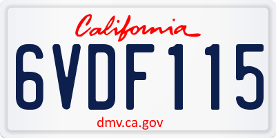 CA license plate 6VDF115