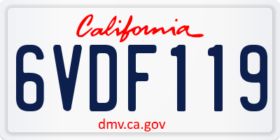 CA license plate 6VDF119