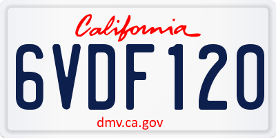 CA license plate 6VDF120