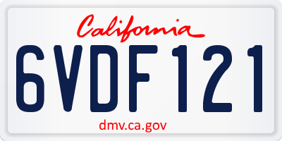 CA license plate 6VDF121