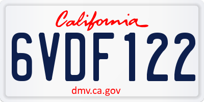 CA license plate 6VDF122