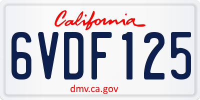 CA license plate 6VDF125