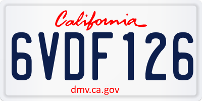 CA license plate 6VDF126