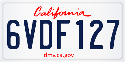 CA license plate 6VDF127