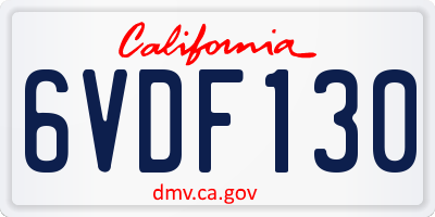 CA license plate 6VDF130